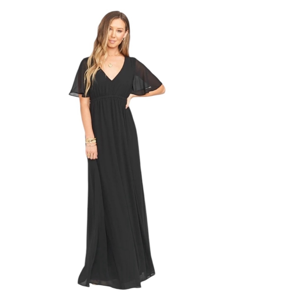 Emily Empire Maxi Dress ~ Black Chiffon‎ Bridesmaid Dress • New with Tags